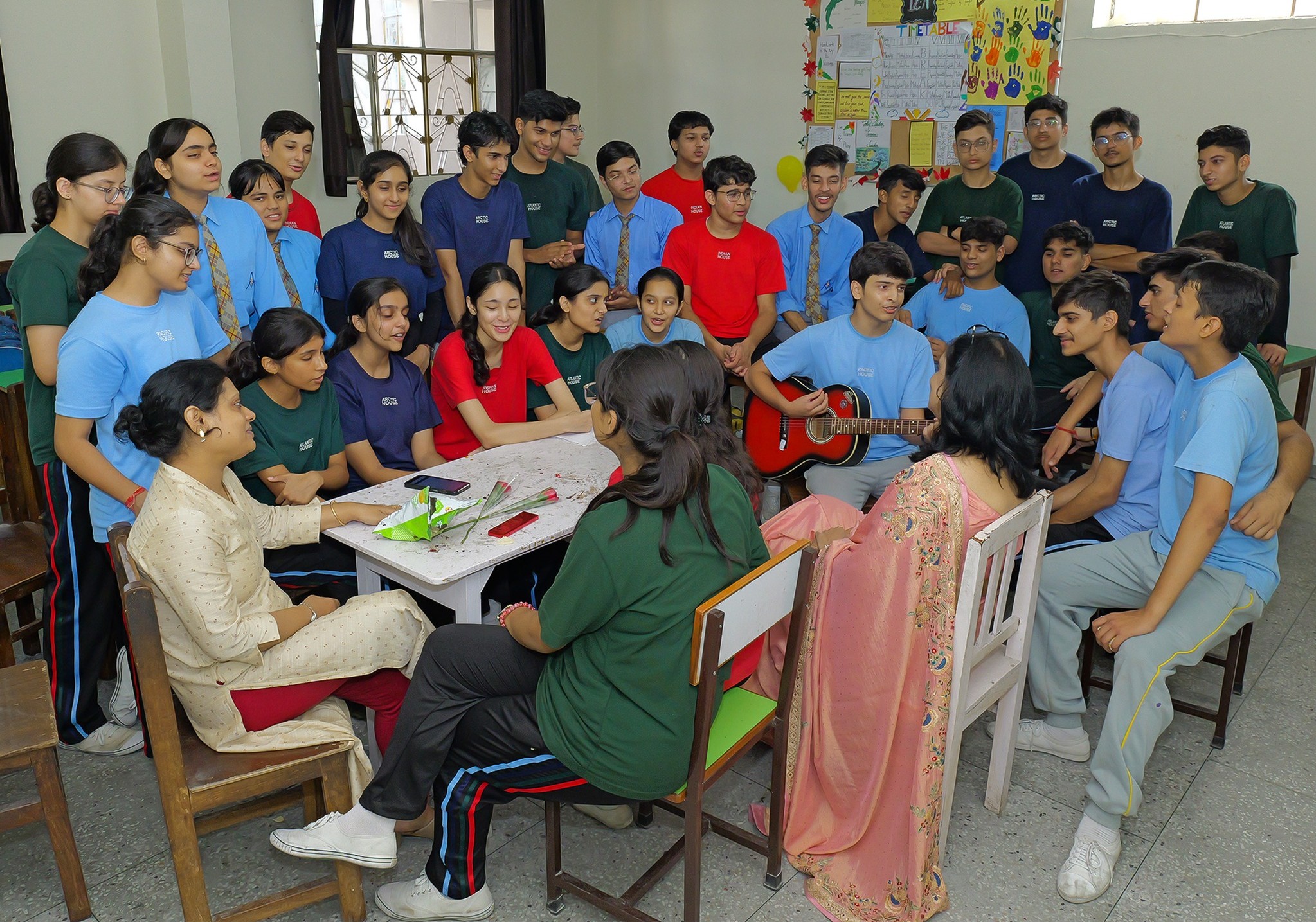 Modern Classroom with Interactive Whiteboard